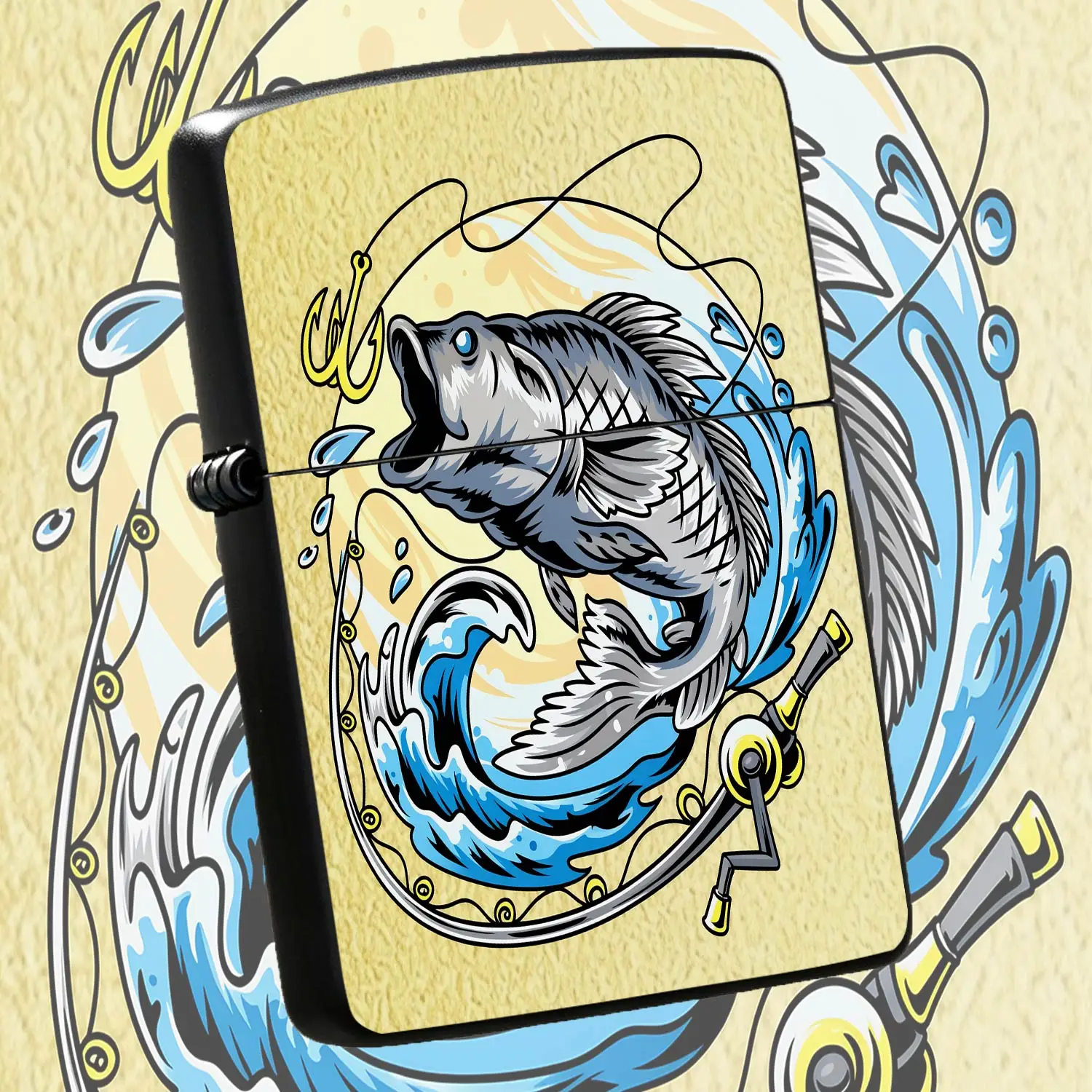 Creative Leaping Bass Fishing Themed Portable Lighter Gear Trendy Stylish Accessory For Angling Enthusiasts Daily Carry Practical Item For Outdoor Travel Birthday Gift And Souvenir Multi-Scenario Adapted Durable Exquisi A Humorous And Inter