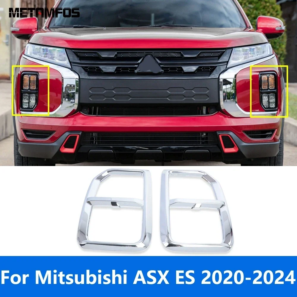 

Front Bumper Fog Light Lamp Cover Trim For Mitsubishi ASX/RVR/Outlander Sport ES 2020 2021 2023 2024 Chrome Frame Accessories