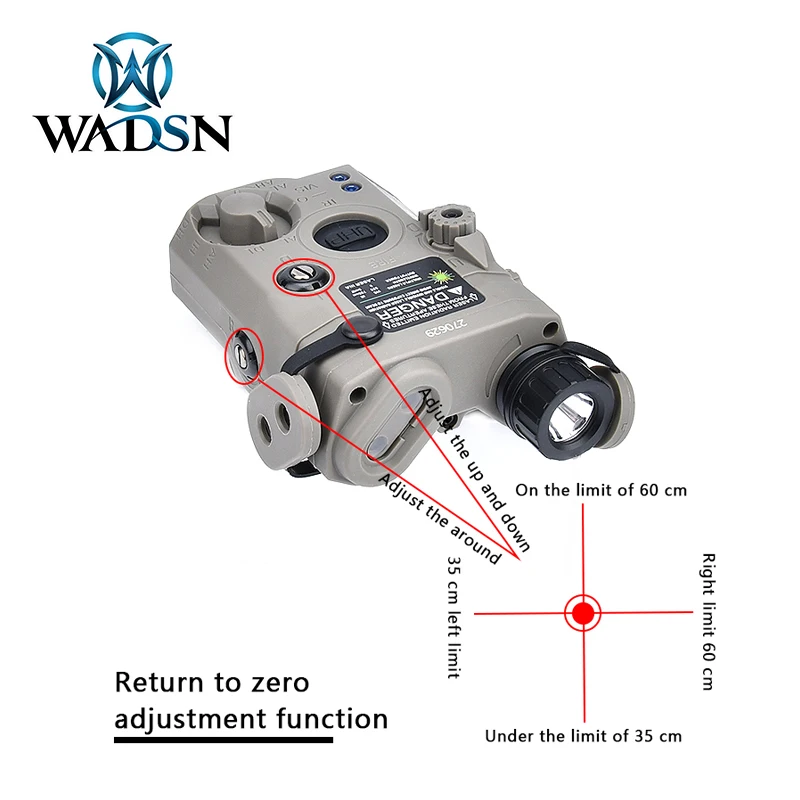 WADSN AN PEQ-15 Red/Green LASER Battery Box IR LASER+IR illumination LED Flashlight Night Vision Weapon Light Hunting 20mm Rail