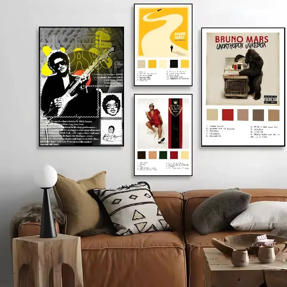 Singer B-Bruno M-Mars Album Poster Waterproof HD Art Wall Decal Self-Adhesive Print. Aesthetic Home Room Decor for Living Room B