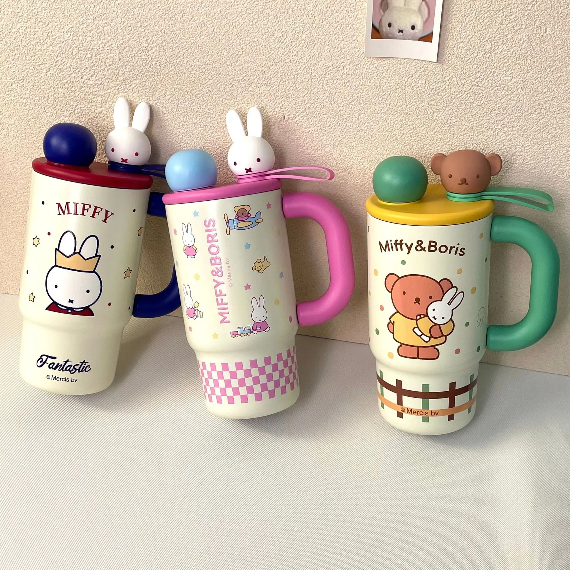 

Miffy Rabbit Insulated Cup 800Ml Cartoon Miffy Doll Student Office Large Capacity Straw Cup Kawaii Ice King Cup Children's Gift