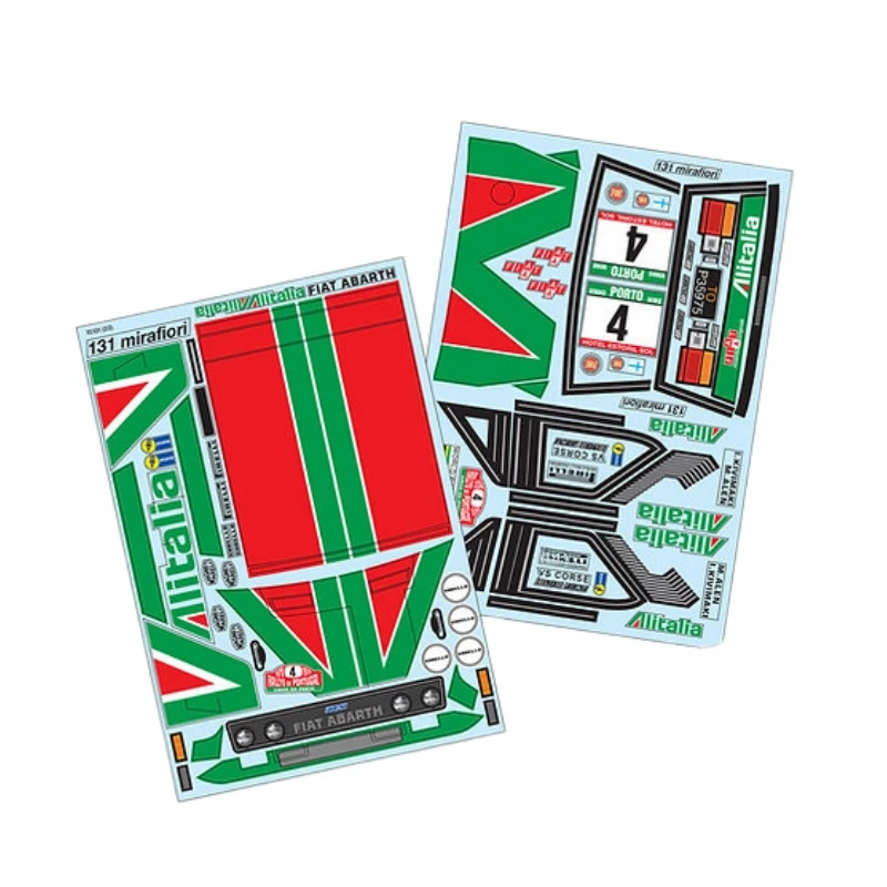 Alitalia Decal Sheet bodyshell stickers for RC Rally car 1/10 Flat 131 Clear lexan body shell