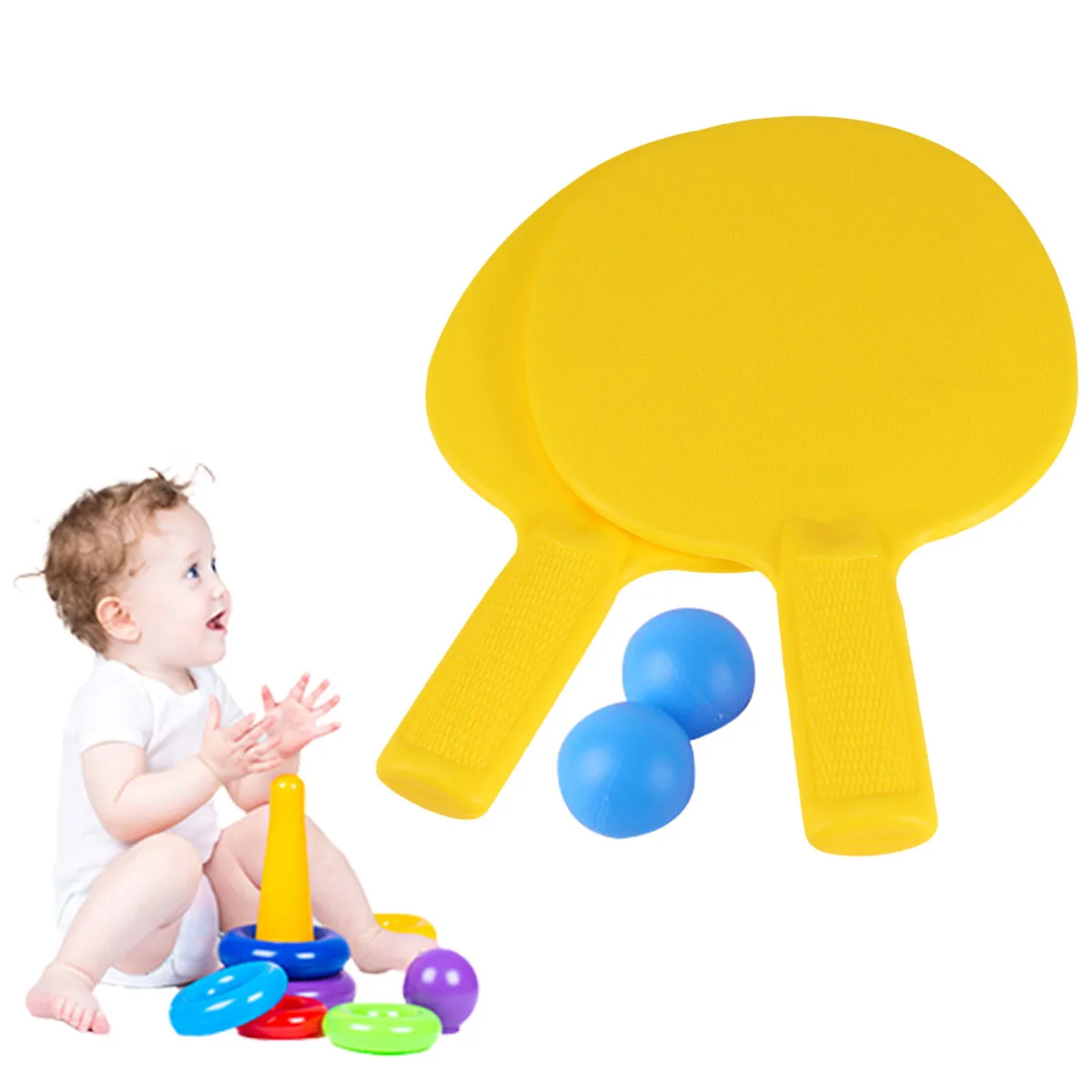 

1Pair Table Tennis Racket Plastic for Kids Simple Design Easy Use Paddle Practice Training Yellow Plastic Racket