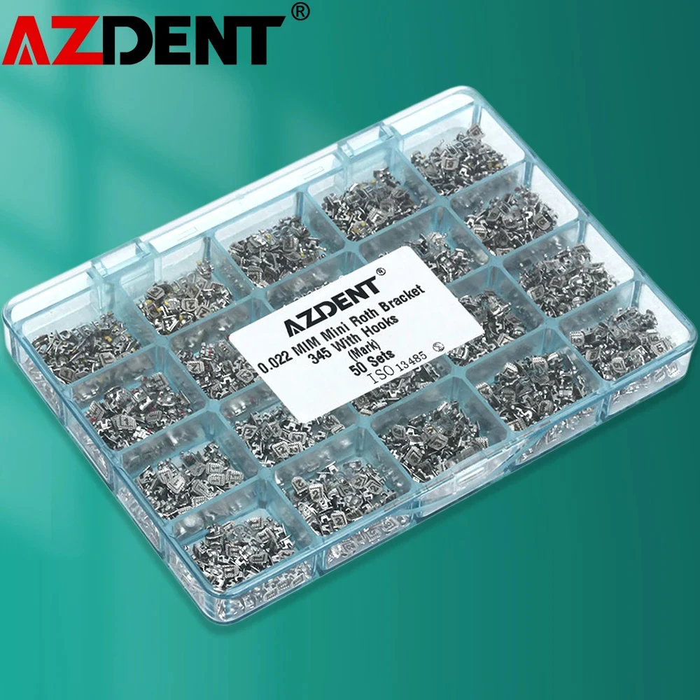 Total 50Sets(20 Pcs per Set)  Azdent Dental Orthodontic Brackets Mini Roth 022 Hooks 3-4-5