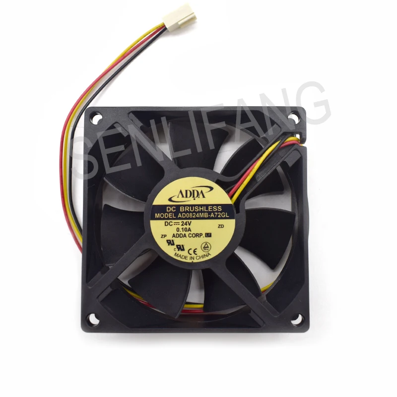 For ADDA AD0824MB-A72GL 80*80*25MM  DC24V 0.10A 8CM  3 Lines Dual Ball Inverter Fan