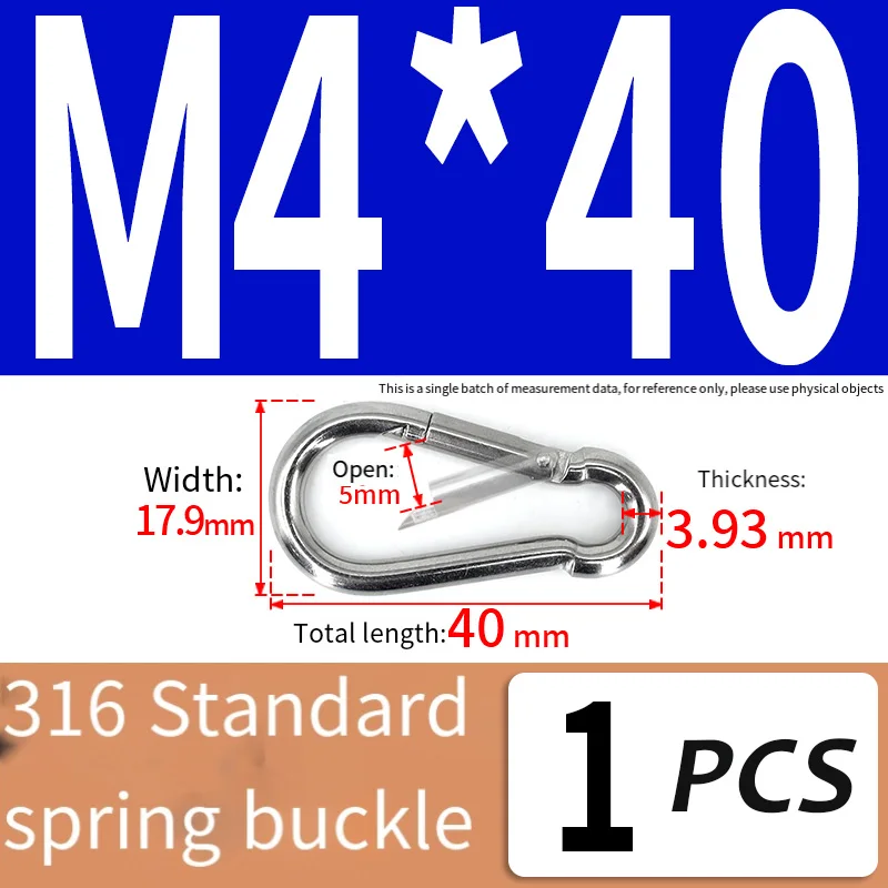 316 Stainless Steel Multifunctional Spring Snap M5 M6 M7 M8 M9 M10 M11 M12 Snap Hook with Eyelet Spring Buckle Key Ring 1PCS