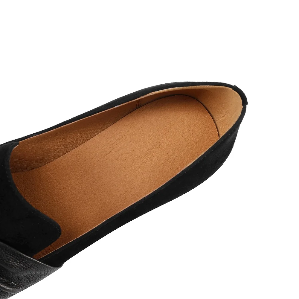 【JOCHEBED HU】Women\'s Handmade Genuine Leather Heel Shoes New Retro Suede Shallow Mouth Pointed Shoes Business Shoes 33-43