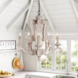 Farmhouse Wooden Chandelier For children's Room Bedroom Suspension Light Antique Hanging Lamp American Retro Loft Ceiling lamp