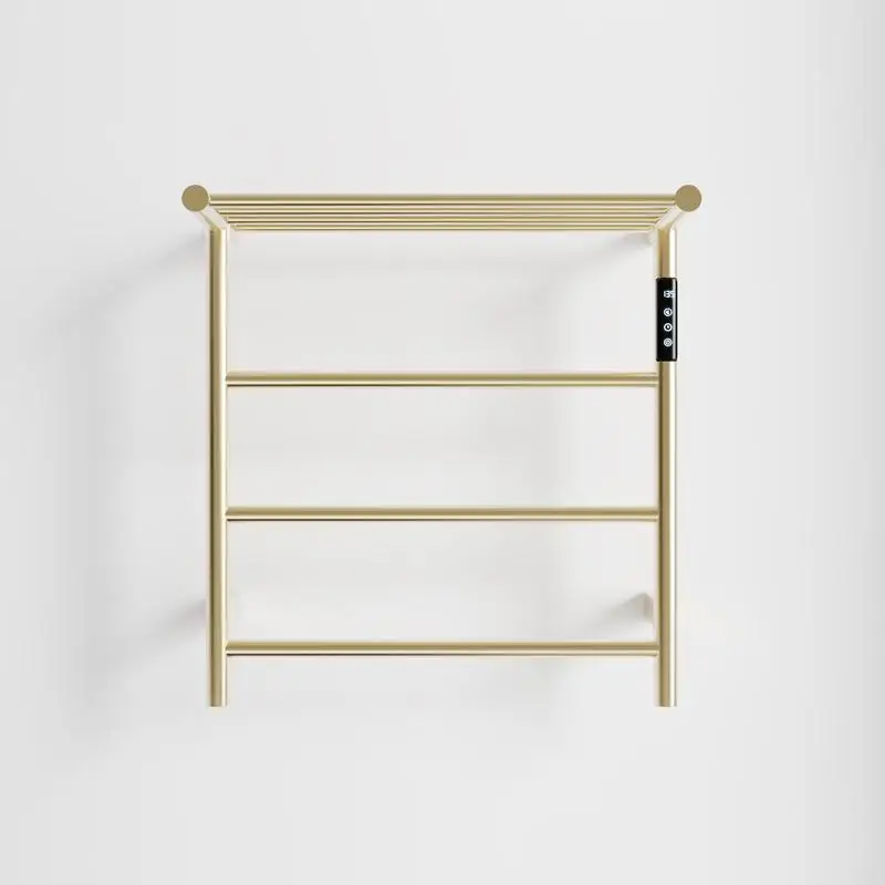 

Heated Towel Rack with Top Shelf, 3-Bar Wall-Mounted Towel Warmer for Bath with Smart Touch Screen Timer, 304 Stainless Steel,