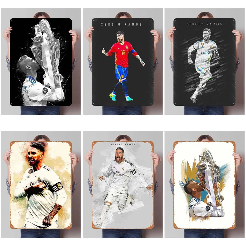 Sergio Ramos Metal Sign Sports Poster Room Decoration Man Cave Vintage Tinplate Sign Plaque for Wall Art Decoration Retro Home