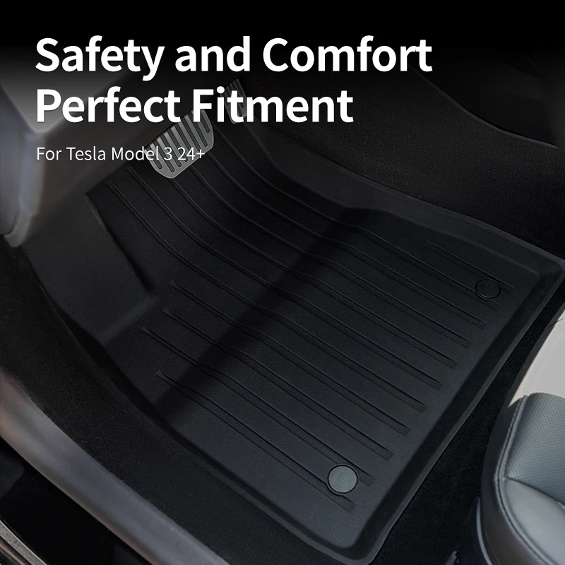 627HOT Full Car Mat Set Compatible for 2024 Tesla Model 3 Durable TPE Floor Trunk Front Backrest Low Storage Mat