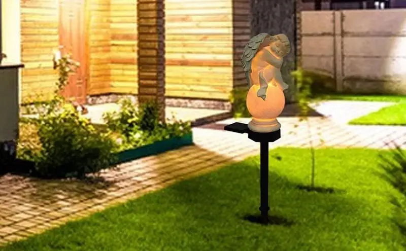 Solar Angel Garden Stake Light Plug Lamp Waterproof Walkway Lawn LED Lighting Powered Fairy Outdoor Garden Landscape Decoration