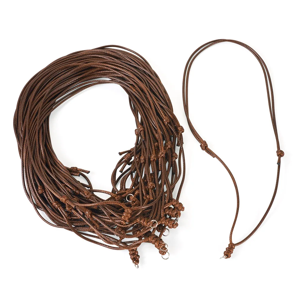 30Pcs 32~64cm Eco-Friendly Korean Waxed Polyester Braided Sliding Knot Adjustable Long Choker For Jewelry Making Findings Wholes