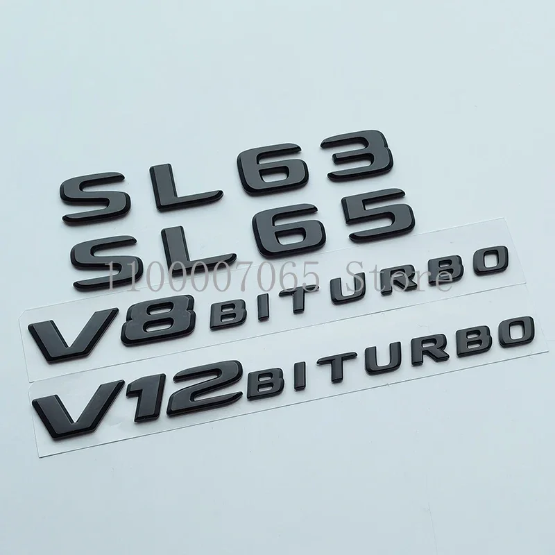 2017 Flat Matte Black Letters SL63 SL65 V8 Biturbo Top ABS Emblem for Car Fender Trunk Nameplate Logo Sticker