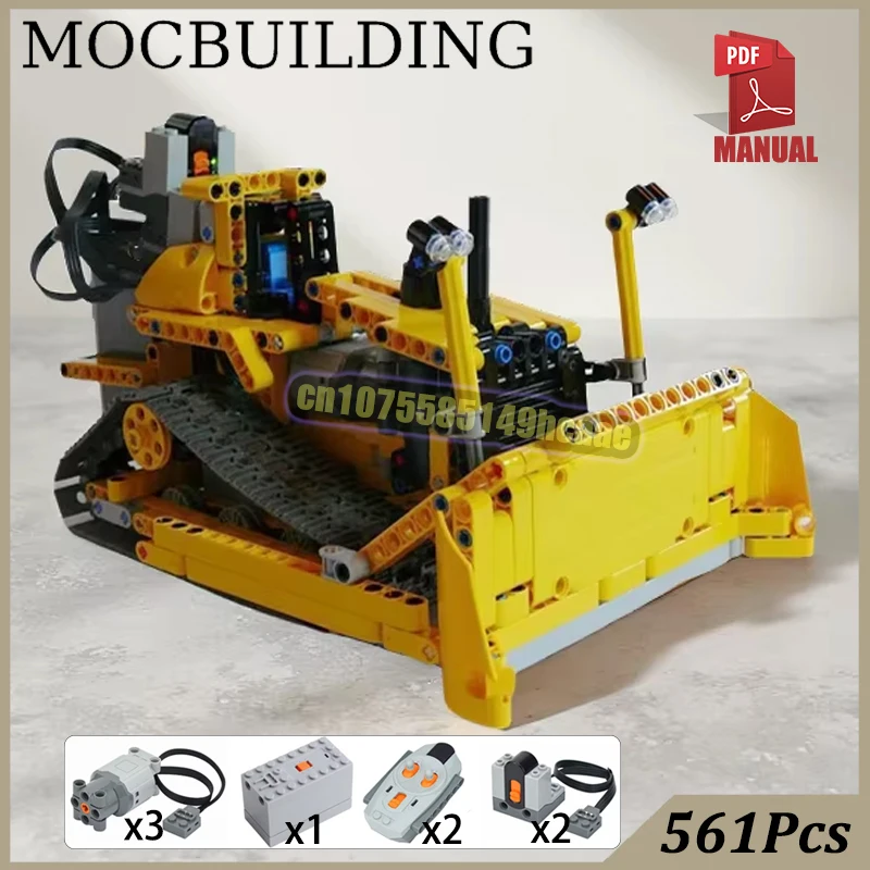 

Bulldozer Bricks Heavy-Duty Dozer with Motor Model MOC Building Blocks Technology Practice Engineering Car Toys