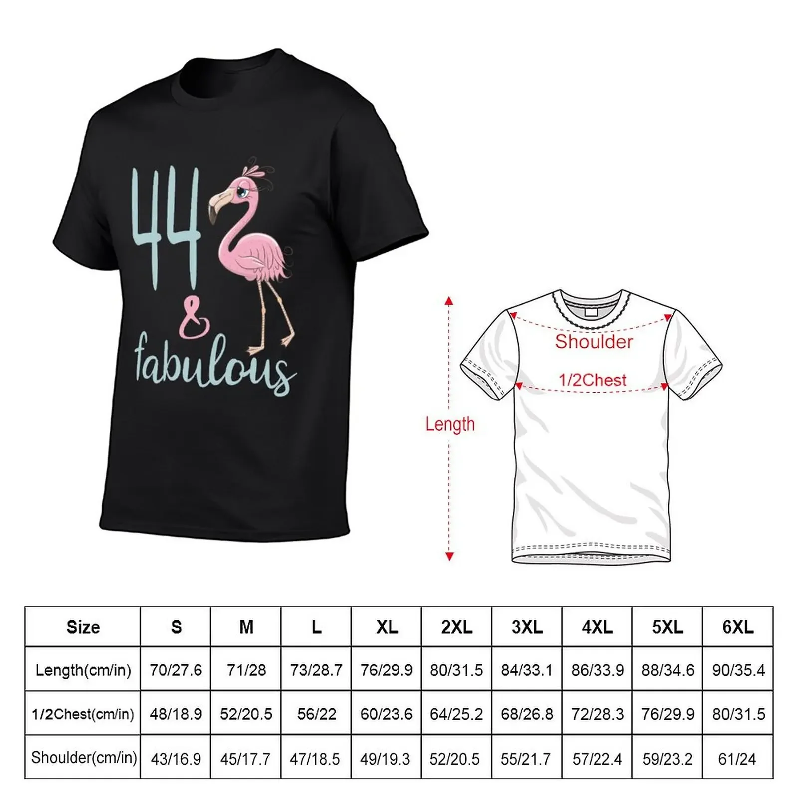 Womens 44 Years Old Fabulous 44th Birthday Gift Flamingo Cute Bday Party Outfit T-Shirt sublime custom t shirt mens fashion