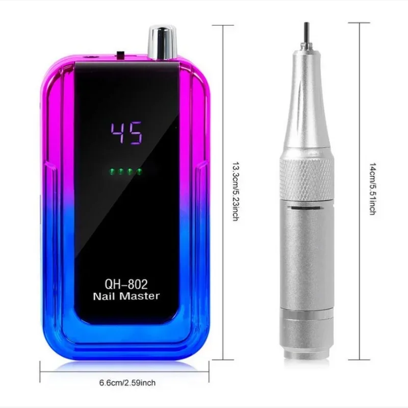 45000 دورة في الدقيقة قابلة للشحن آلة مثقاب الأظافر الكهربائية مع موصل USB مزيل طلاء الأظافر مجموعة الحفر مانيكير منخفضة الضوضاء