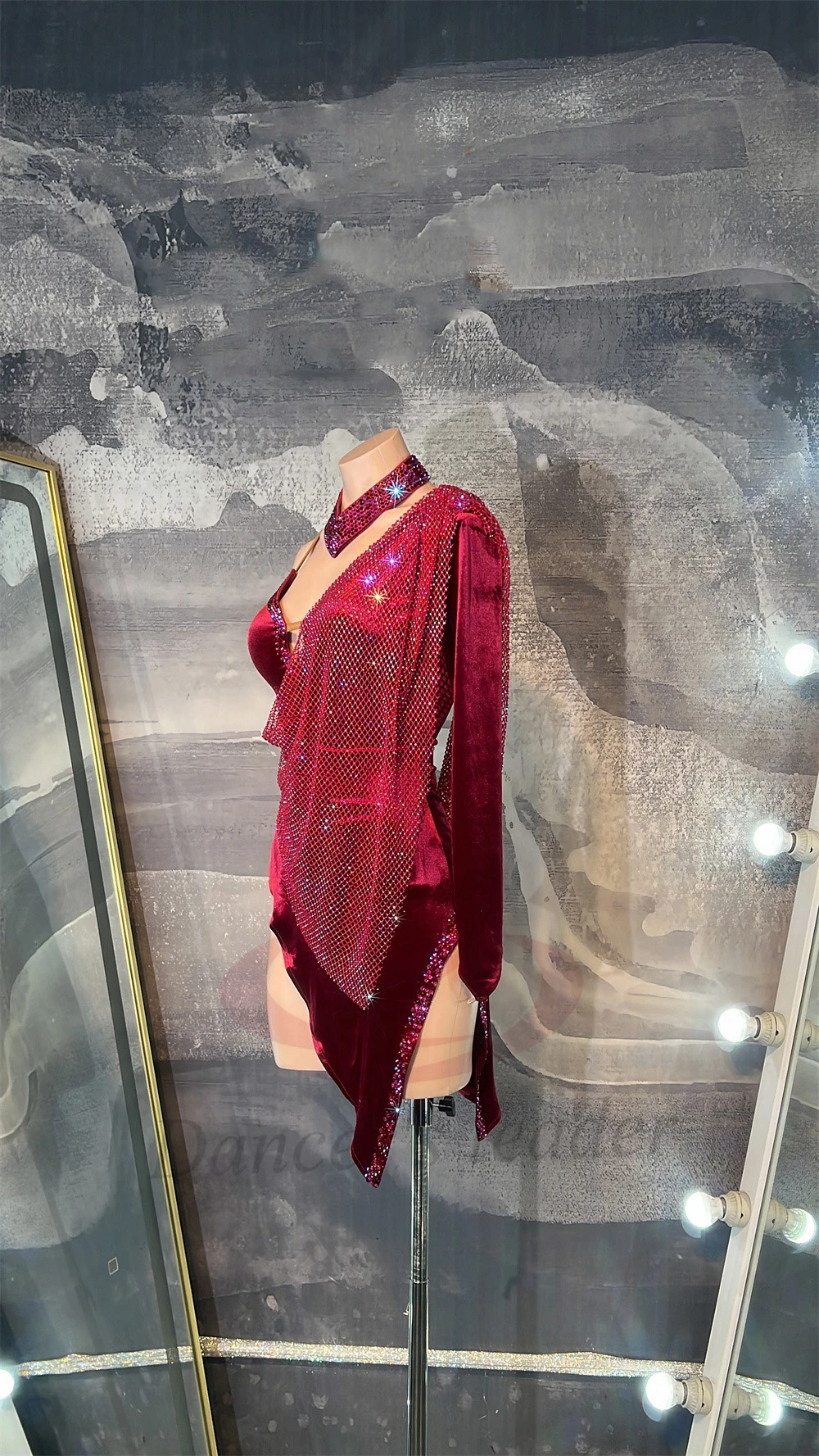 

Платье для латинских танцев для взрослых и детей AB Stone, высококачественная красная бархатная сетка с бриллиантами на заказ, женская одежда для ча-ча-танго