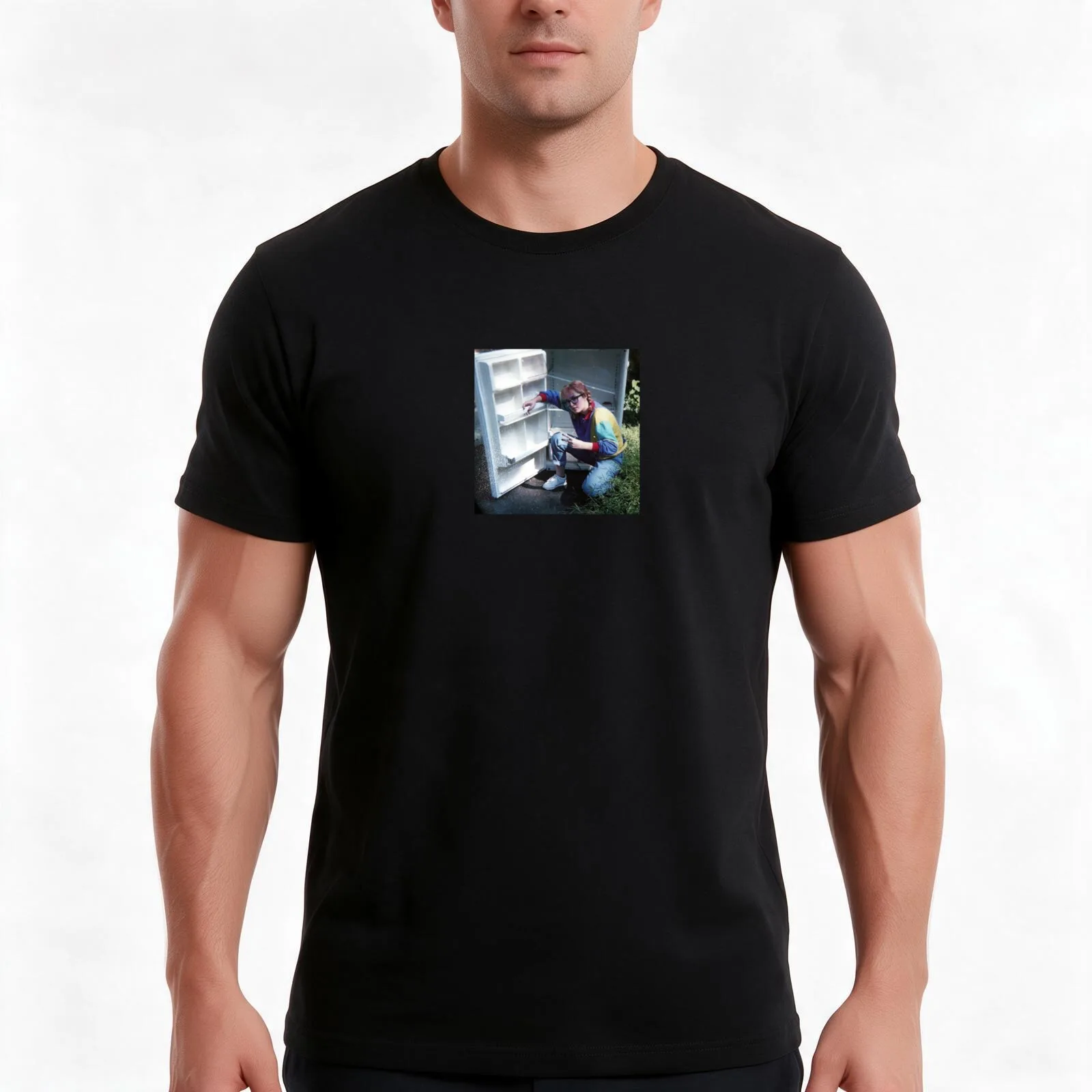 fridge squad (instant camera film) T-Shirt, Summer Casual Cotton Tee, Oversized Streetwear Tops, Vintage Graphic Print
