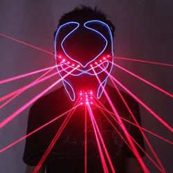 Red Laser Mask Luminous Light Up Laserman Show Halloween Masks For Laser Stage Show Dancer DJ Headwear