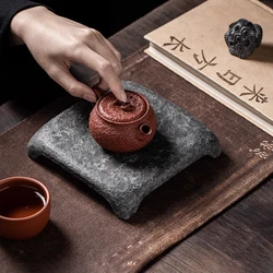 Stone Pedestal Teapot Saucer Teatray Black Plate Natural Chinese Teaware Antique Set Office Accessorie Home Table Decoration