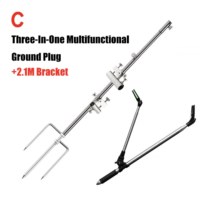 Multifunctional Fishing Rod Support, Stainless Steel, Wild Fishing, Turret Frame, Bait Tray, Plug Insert Ground, 3 in 1, 2022 Ne