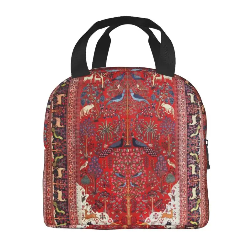 Custom Tree Of Life Animal Garden Persian Rug Lunch Bag Women Bohemian Cooler Warm Insulated Lunch Box for Kids School Children