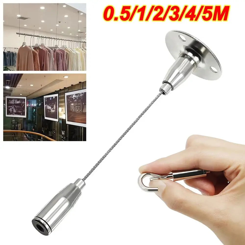 1Pcs 1.5mm Wire Rope Suspension Kit Stainless Steel Adjustable Spring Hook Hanging Cable Kit Clip Code Load Bearing