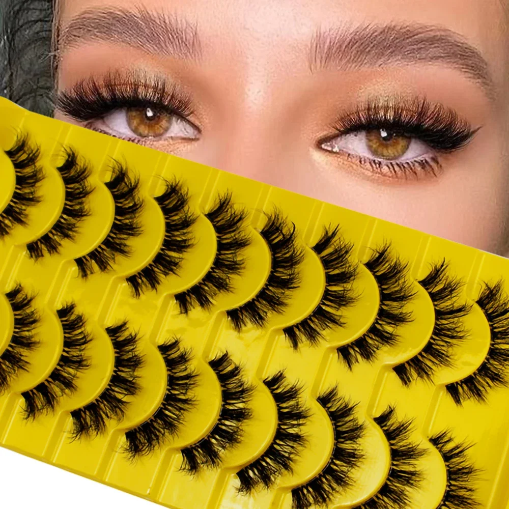 10 pairs 3D Mink Lashes Faux Mink Fluffy Lash Soft Full Thick Wispy Eyelash Dramatic False Eyelashes Makeup