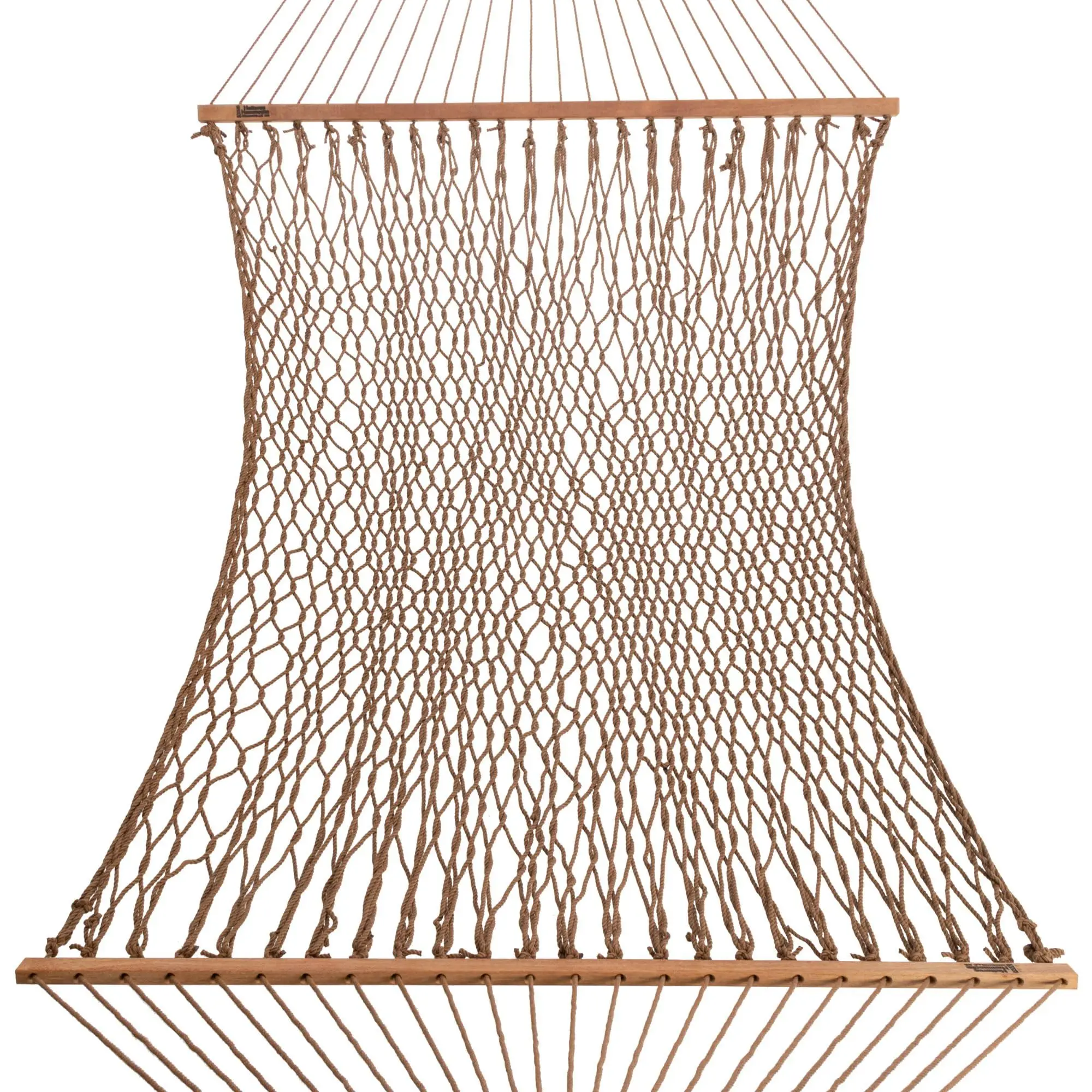 Deluxe Antique Brown DuraCord Rope Hammock – 13 ft. x 60 in., 2-Person, 450 lb Capacity, Cumaru Spreader Bar