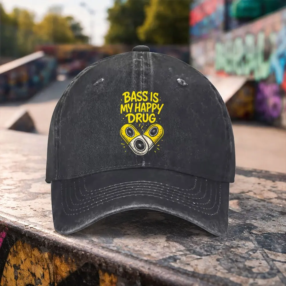 1pc Casual Fashion Bass Low-Frequency Enthusiast Printed Washed Baseball Cap Premium Versatile Outdoor Accessory Unisex Duckbill