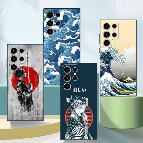 Case for Samsung Galaxy S24 Ultra S25 Plus S23 5G S22 FE S21 S20 S25+ S24+ S23+ Funda Phone Cover Japanese Style Art Japan
