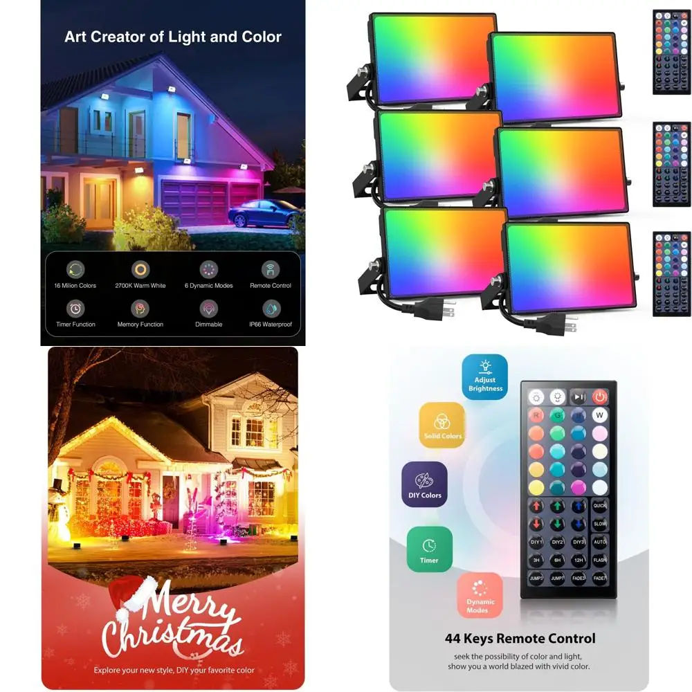 

Уличные светодиодные прожекторы RGB 70 Вт с пультом ДУ, теплый белый свет 2700K, водонепроницаемость IP66, идеально подходят для сцены, внутреннего освещения и праздников