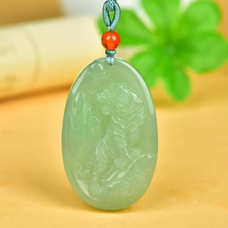 Natural Tanglin Jade Tiger Pendant Small Pendant Hand-carved Parts DIY Made Ethnic Style Jade Necklace Material