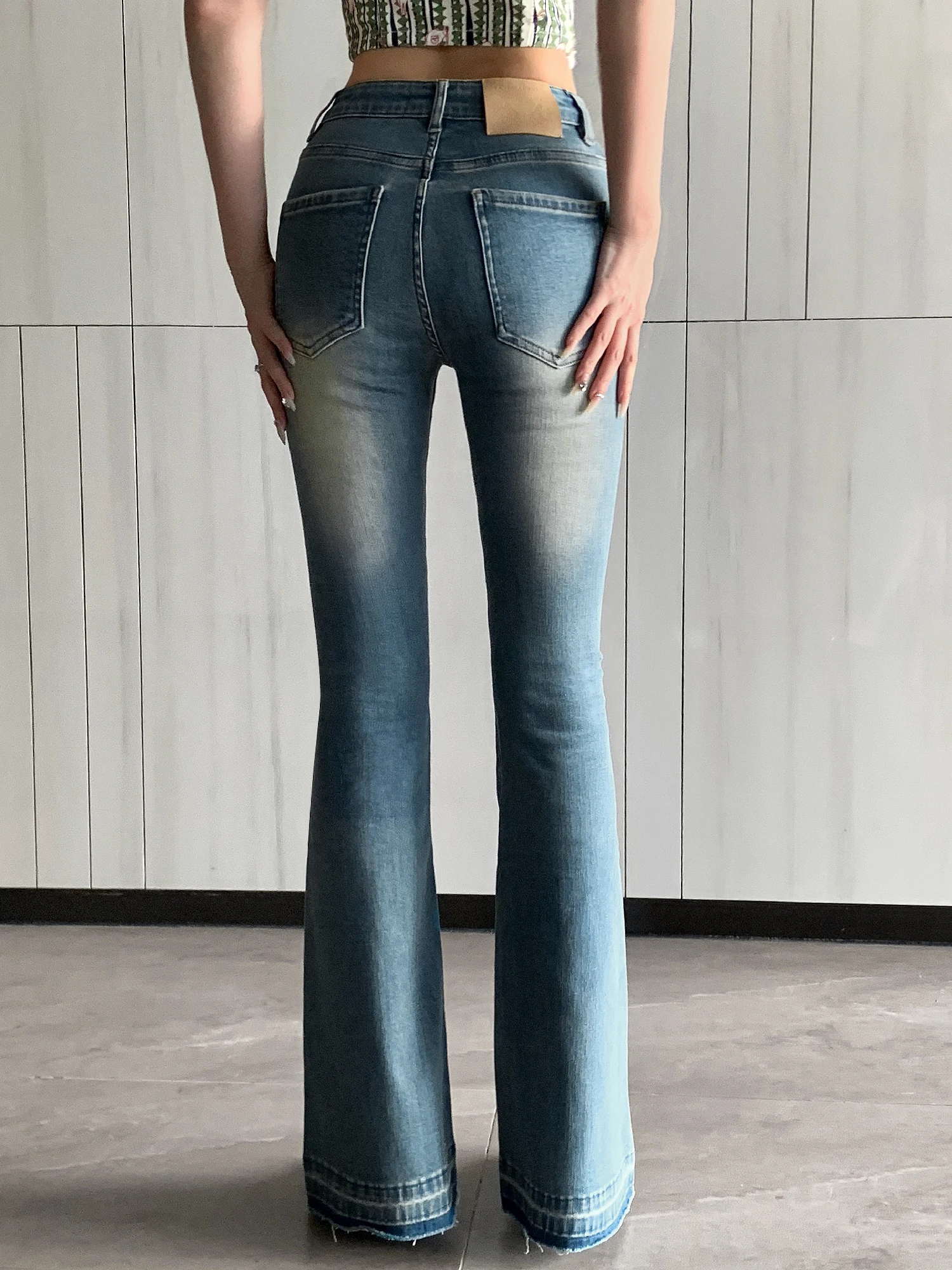 FRENCH SEXY S LINE Y2K PANTS JEANS FOR WOMEN HIGH WAIST SLIM FLARED JEANS-FORGUNROSES