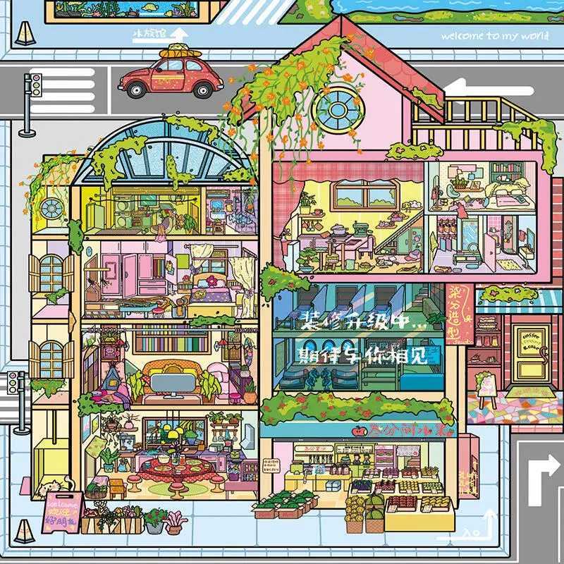 

Card Lover 3 Pcs [Cubicle Series] 3D Large Landscape Stickers Layered Notes Cactus Villa Journaling Scrapbooking Planner Decor