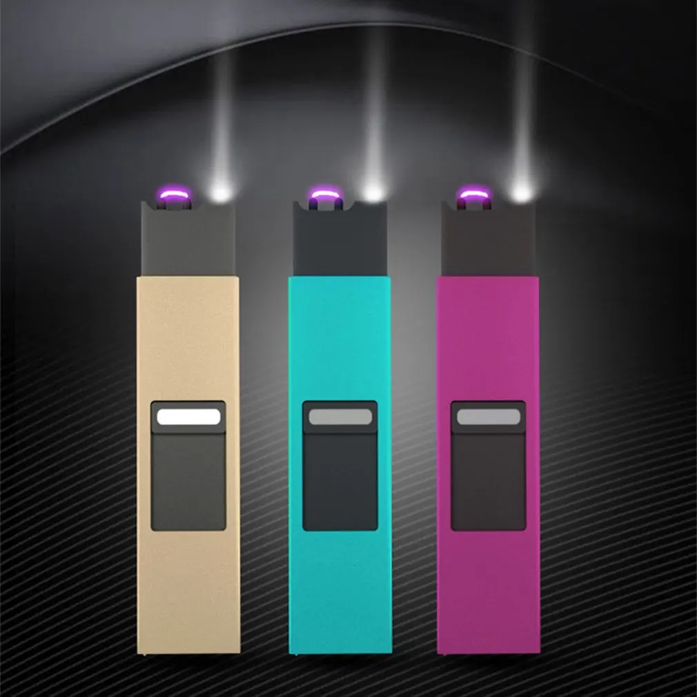 Portable Pulse Single Arc Flameless Windproof Plasma USB Rechargeable LED Lighting Metal Lighter Men's Creative Selected Gadgets