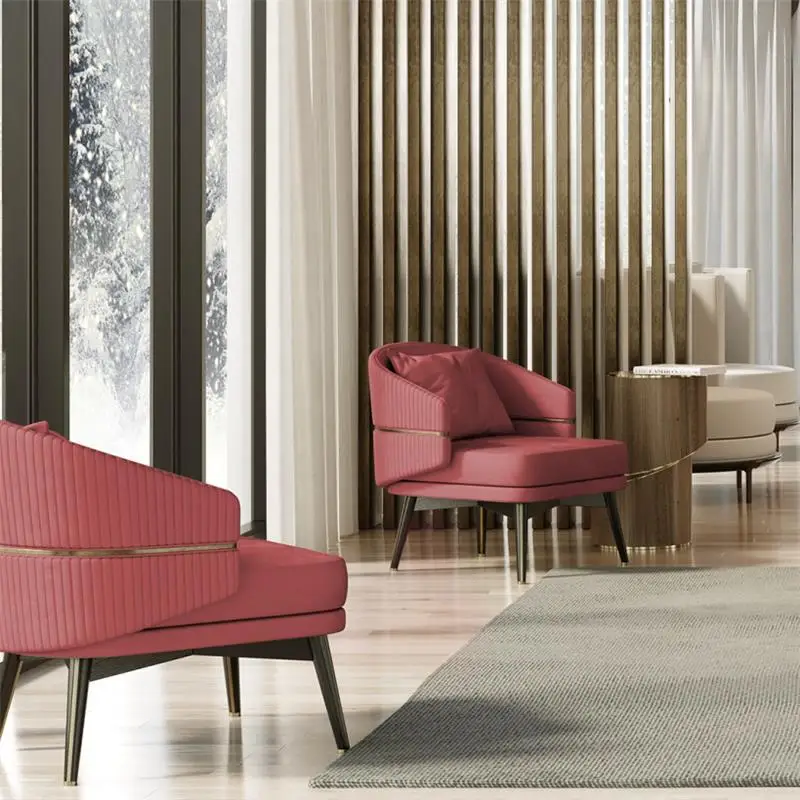 Light Luxury Lobby Reception Single Sofa Chair Nordic Living Room Leisure Chair Sofa Tiger Chair Small Apartment Solid Wood Sing