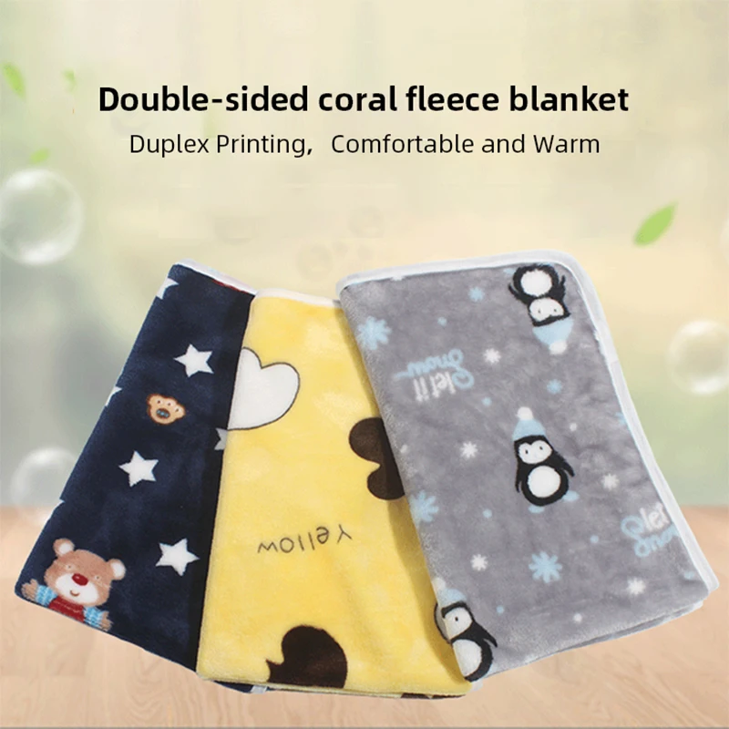 

Dogs Cats Blanket Pet Warm Soft Mat Double-sided Coral Fleece Blankets Home Washable All Seasons Universal Bed Mat Pets Supplies