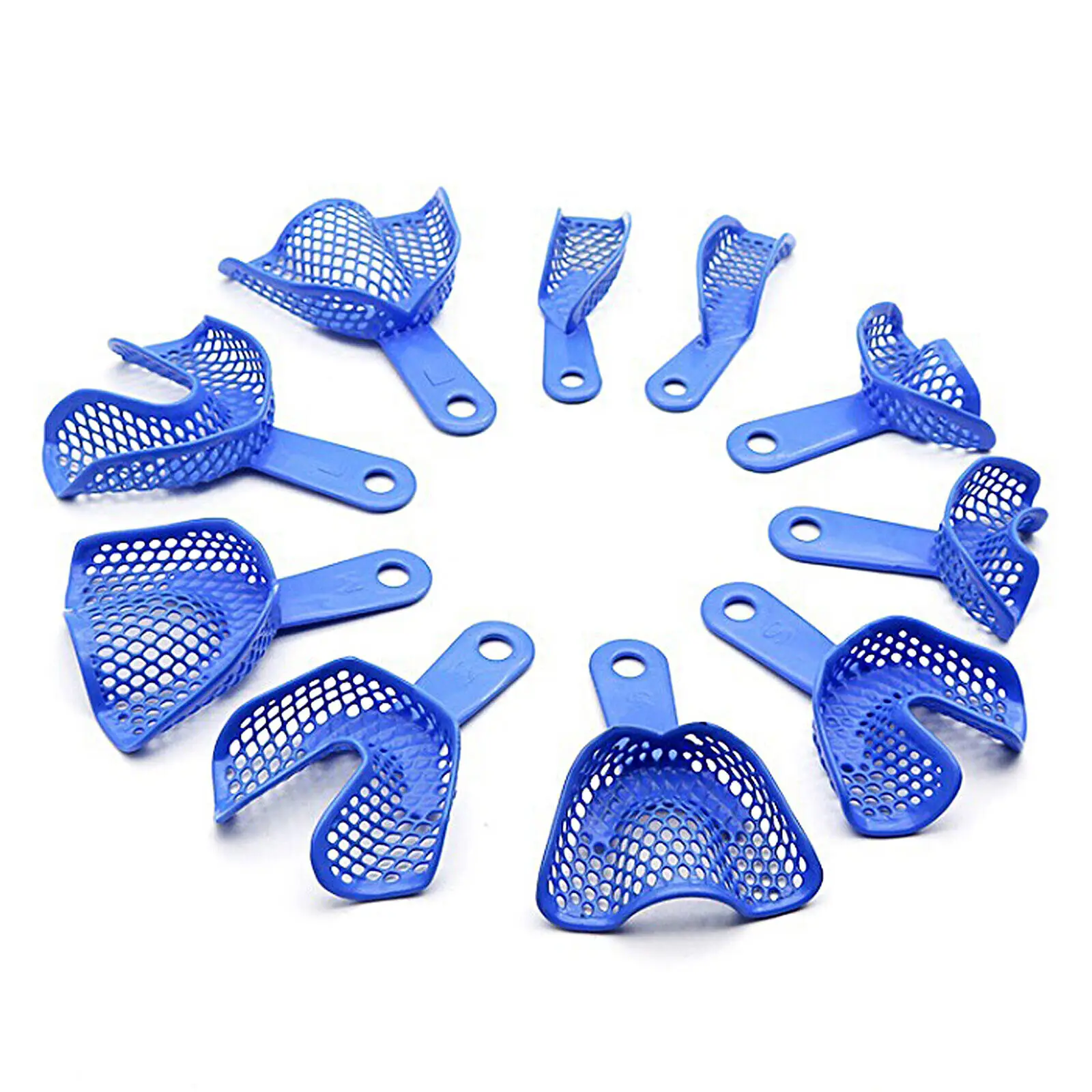 

Dental Impression Trays Plastic-Steel Teeth Holders Denture Model Materials Clinic Dentist Tools Blue