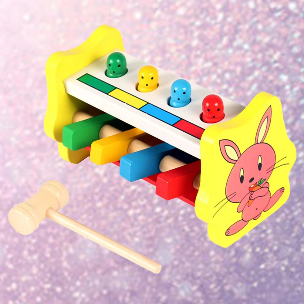 

Wooden Hammer Baby Learning Wood Beat Toy Toddler Pounding Kids Game Infant Beat Toy Hand Eye Coordination