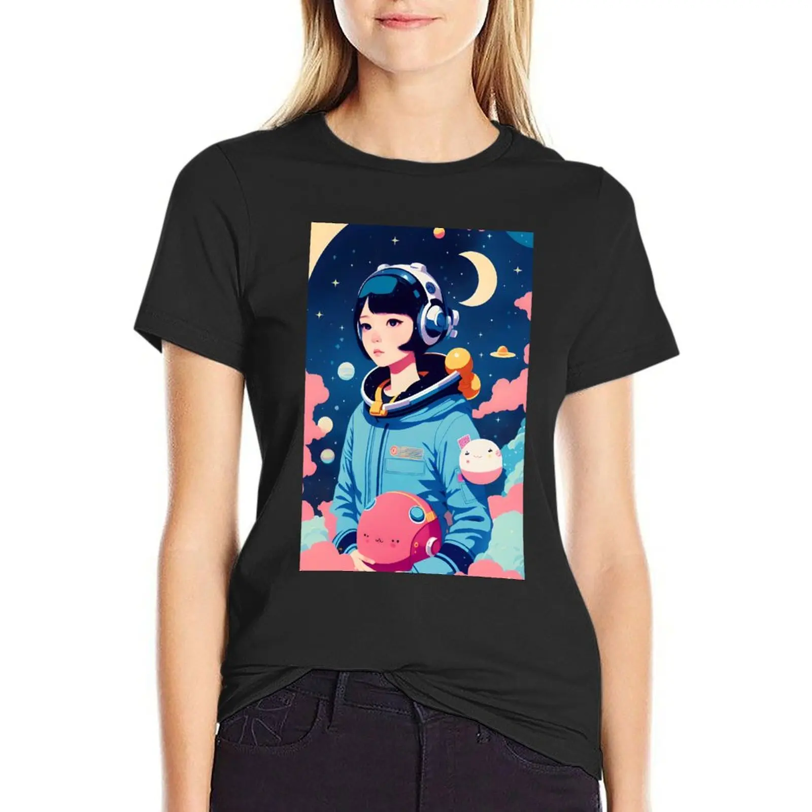 

Astro-Girl / Futuristic Space Portrait T-Shirt plus size tops anime clothes Women's tee shirt