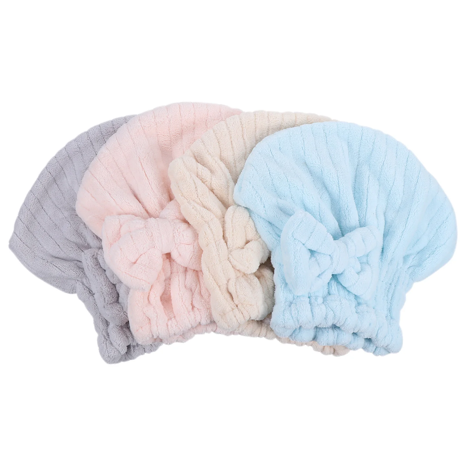 

4pcs Thickened Coral Fleece Hair Dry Turban Fast Drying Cap Water Absorbing Hair Towel Wrap Bath Shower Quick Dry Cap Home Gym