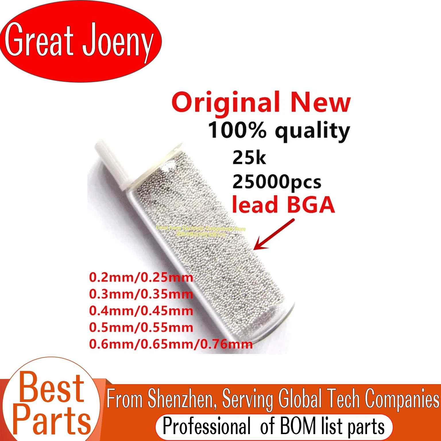 

(25k) 25,000pcs 0.2mm/0.25MM/0.3mm/0.35mm/0.4mm/0.45mm/0.5mm/0.55/0.6mm/0.65mm/0.76mm Leaded Soldering Balls BGA Solder Balls