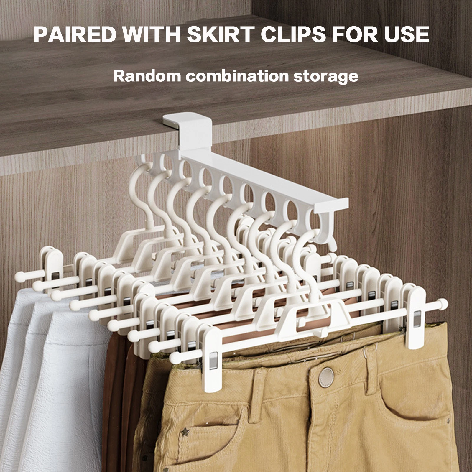 Retractable Pants Storage Rack Wardrobe Sliding Style Clothing Bracket Non Perforated Space Saving Household Organizer Racks