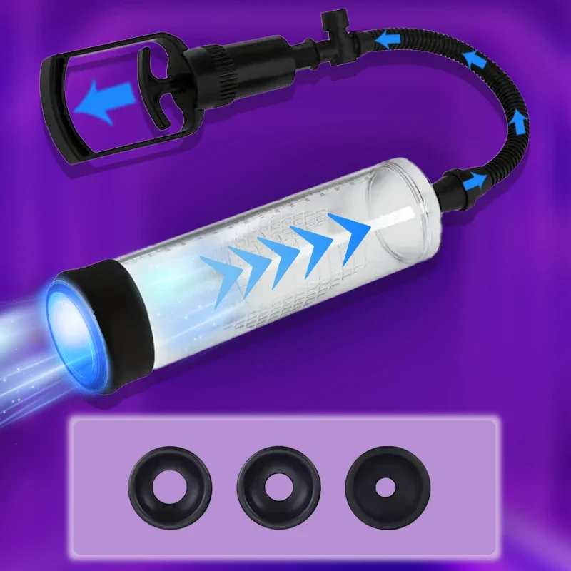 1 قطعة مضخة تفريغ القضيب دليل القضيب تمديد مضخة الضغط جهاز الكبار الذكور اللعب مع أكمام شفط مضخة القضيب اليدوية للبالغين