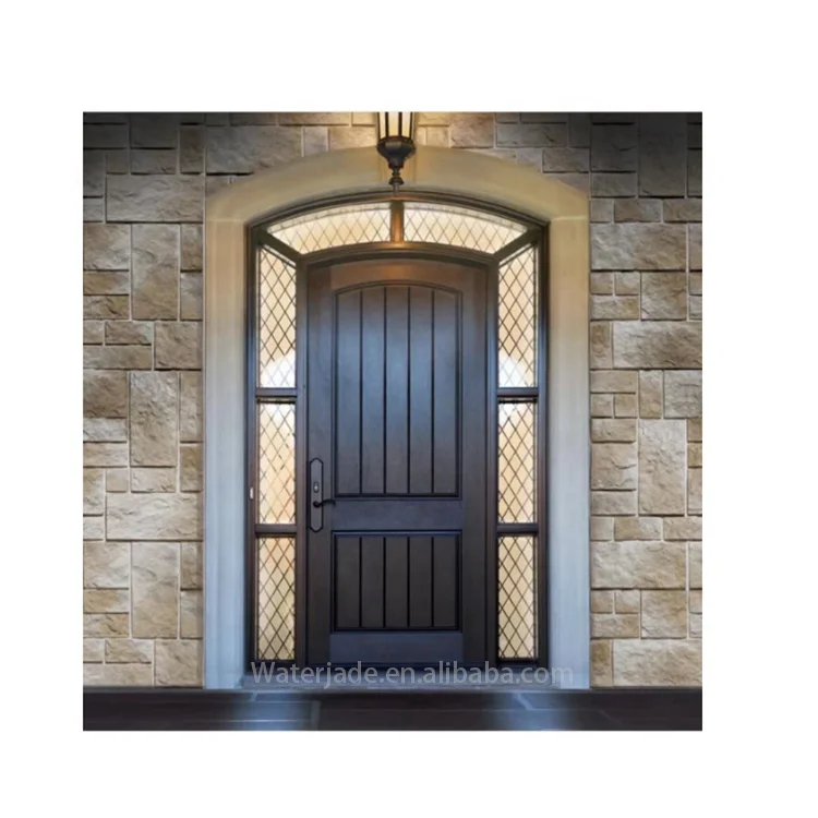 European Style Modern Fiberglass Door Customized Color Double Arched Entrance Waterproof Security Exterior Front Entry Waterjade