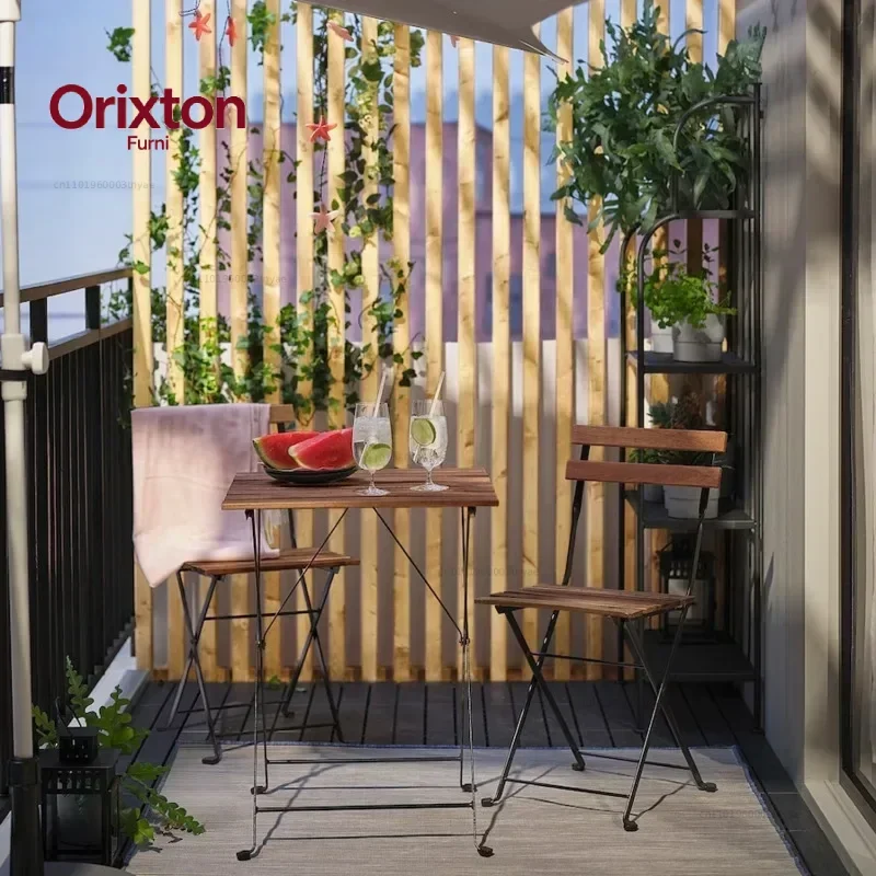 Garden Balcony Outdoor Table Iron Folding Dining Tables Chairs Coffee Shop Leisure Chairs Stable Load-bearing Outdoor Furniture