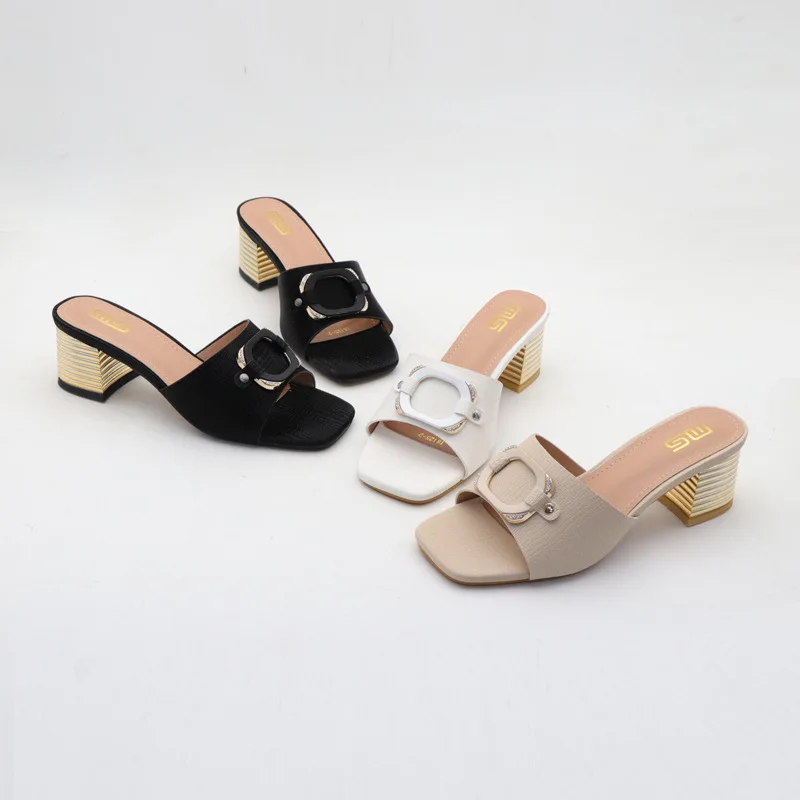 Chaussures Rome à talons bas en caoutchouc PU, chaussures Rome en tissu