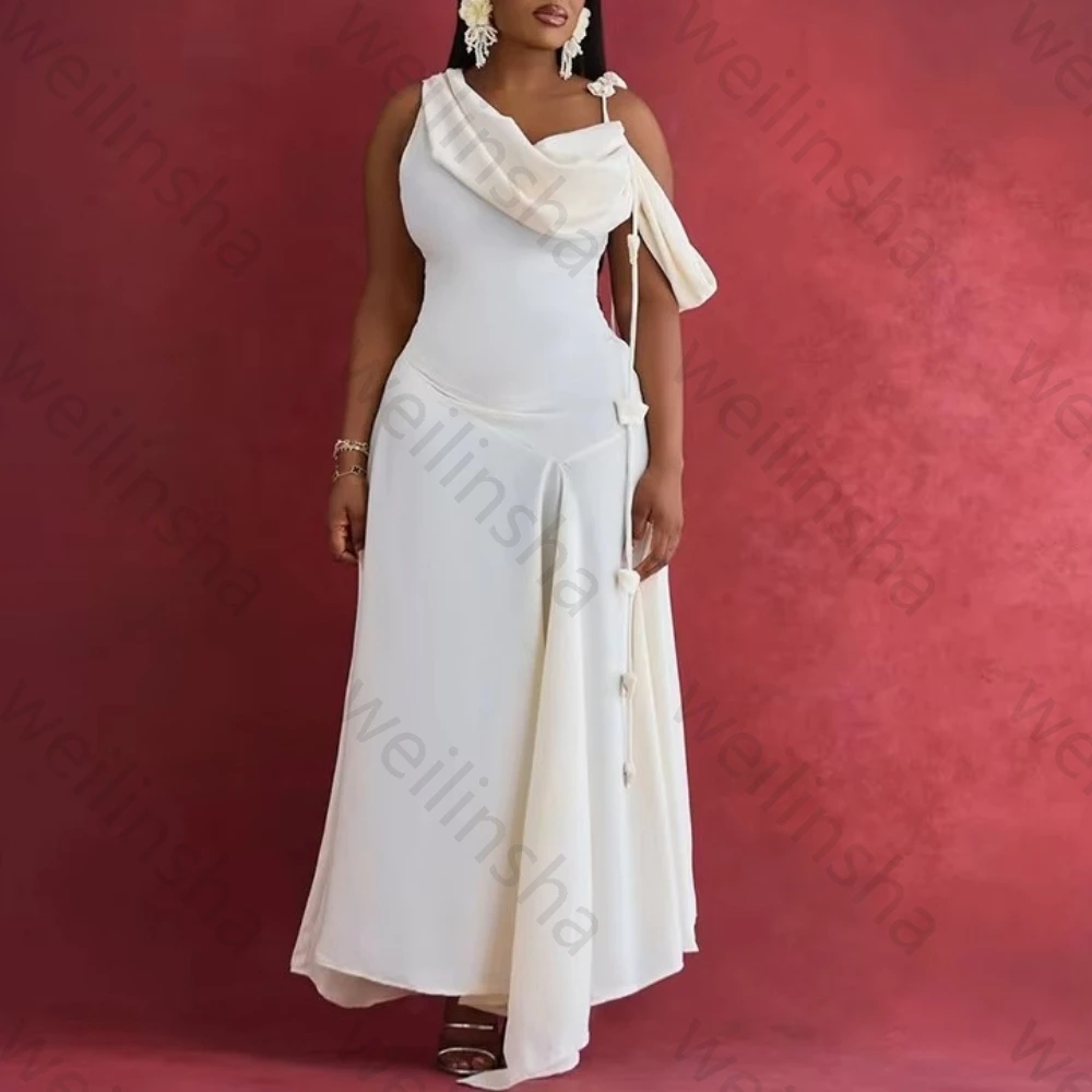 فساتين سهرة مثيرة بدون أكمام بطيات أنيقة غير رسمية فستان المشاهير رائع عالي الجودة للحفلات الراقصة للنساء حسب الطلب #1